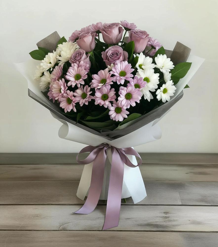 Букет цветов из: Хризантемы и Розы в Букачаче