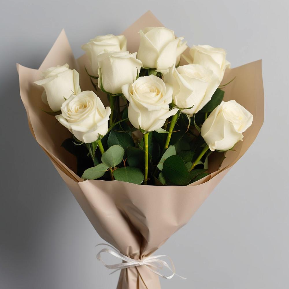 Букет 9 Белых роз Эдлесс Лав в Букачаче