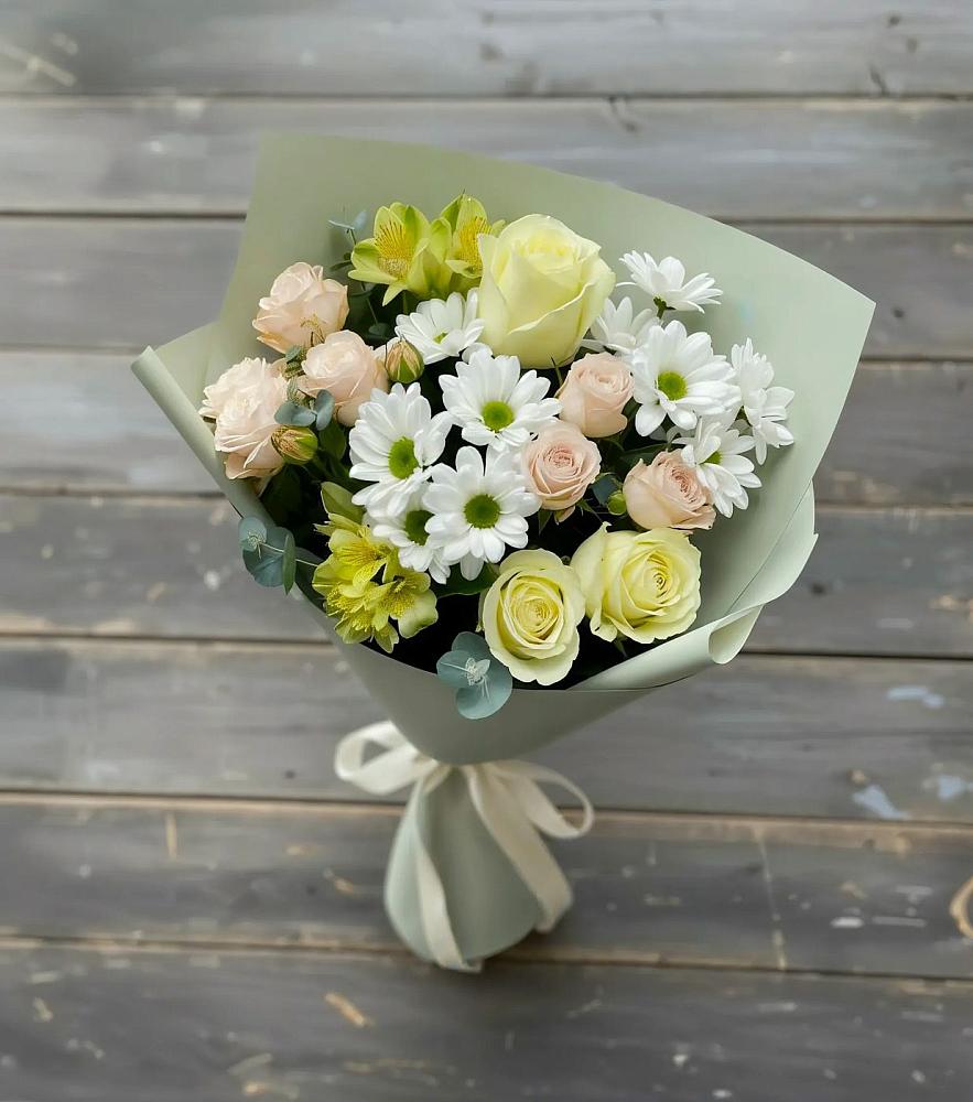 Букет цветов из: Альстромерии, Розы и Хризантемы в Букачаче