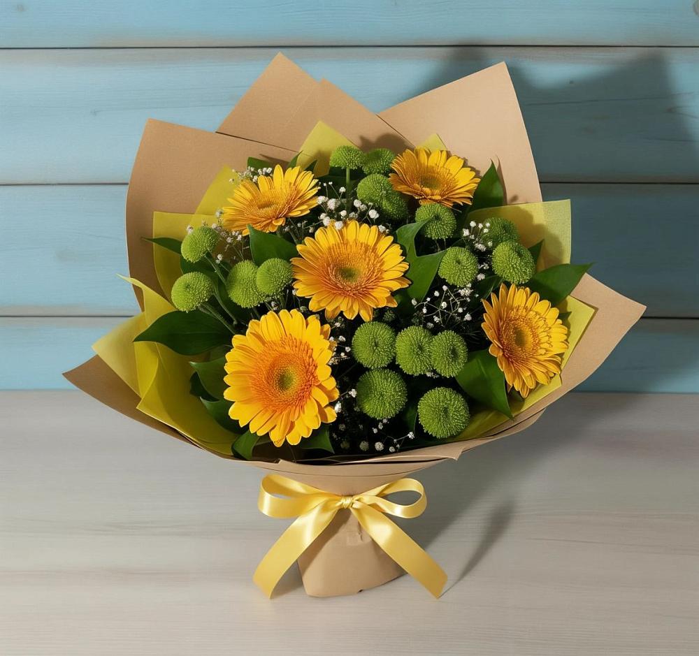 Букет цветов из: Герберы и Хризантемы в Букачаче