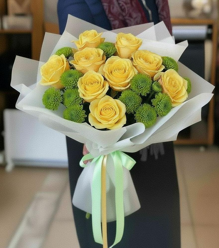 Букет цветов из: Хризантемы и Розы в Букачаче