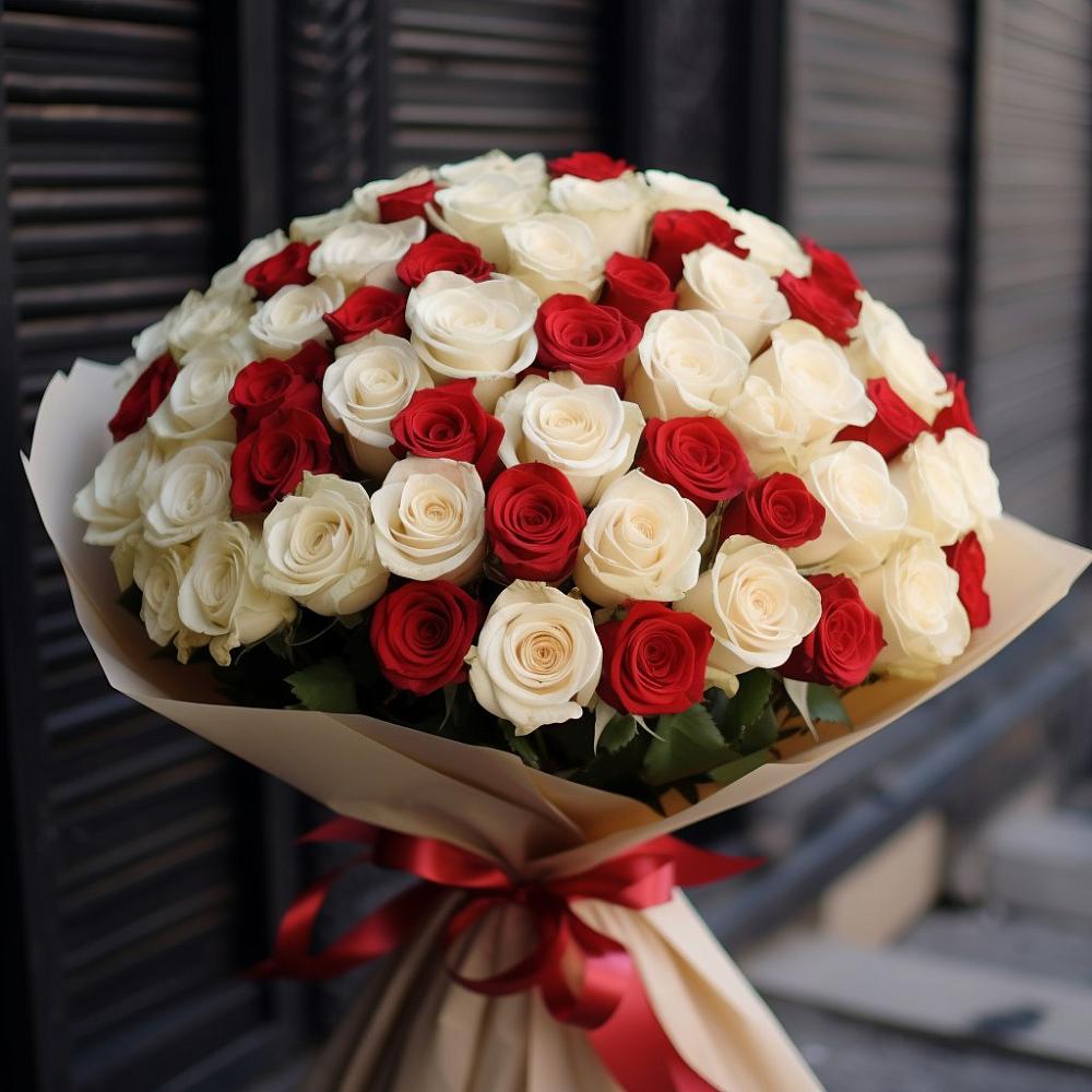 Букет Премиум микс Рэд энд Вайт в Букачаче