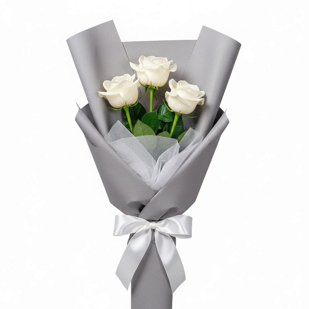 Букет 3 белые розы в Букачаче