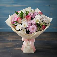 Букет цветов из:  Хризантемы, Альстромерии и Розы в Букачаче