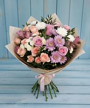 Букет цветов из:  Хризантемы, Розы и Альстромерии в Букачаче