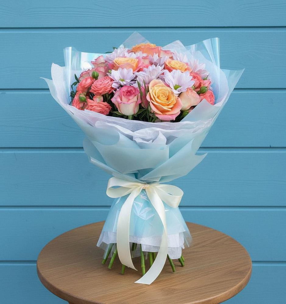 Букет цветов из: Хризантемы и Розы в Букачаче