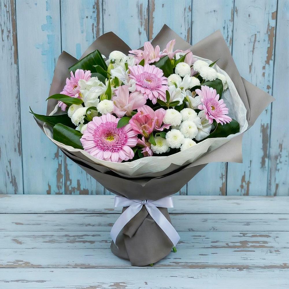 Букет цветов из: Герберы, Альстромерии и Хризантемы в Букачаче